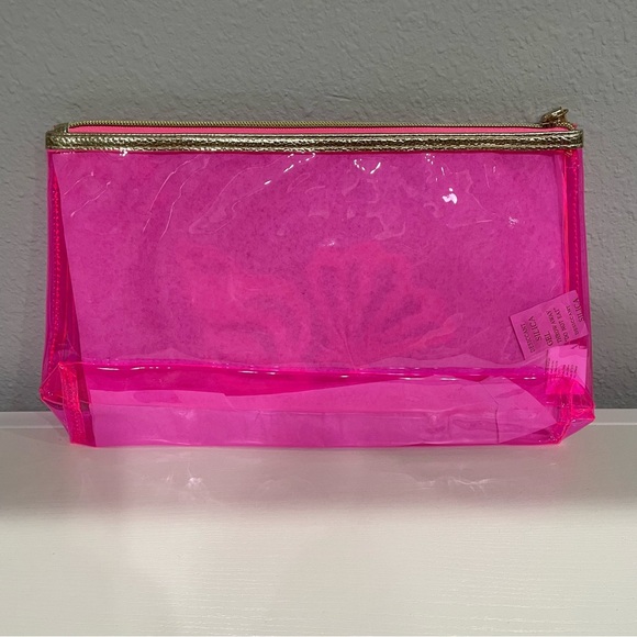 NWOT! Lilly Pulitzer PVC Jelly Pouch in Havana Pink with Gold Shell Accents - Picture 4 of 5